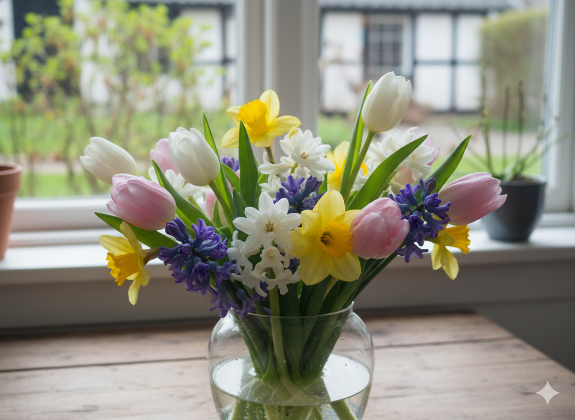 Forårsbuket med danske blomster